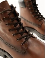 lace up worker boots in brown leather