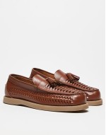 loafers in tan leather with weave