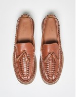 loafers in tan leather with weave