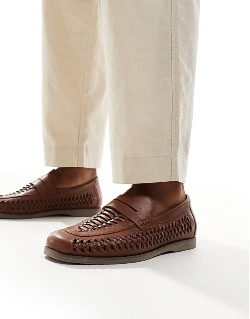 woven loafers in brown