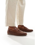 woven loafers in brown