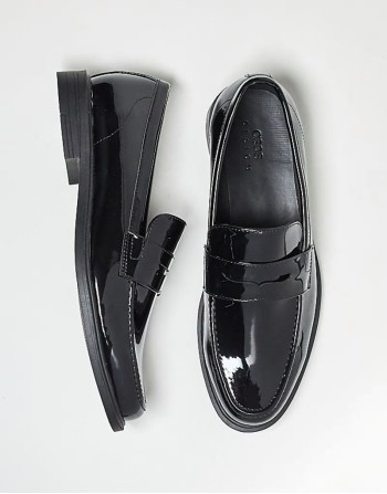 patent penny loafers in black