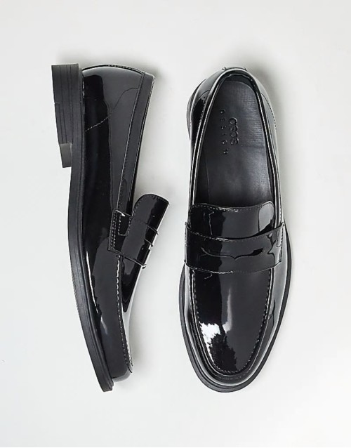 patent penny loafers in black