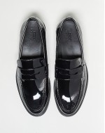 patent penny loafers in black