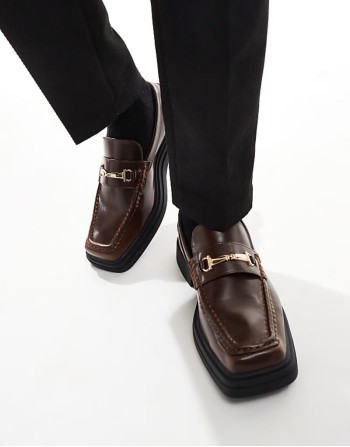 chunky loafers in tan with square toe
