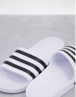 adidas training Adilette sliders in white and black