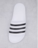 adidas training Adilette sliders in white and black