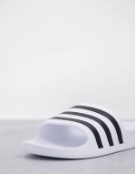 adidas training Adilette sliders in white and black