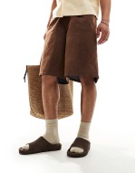 slider sandals in brown hairy suede