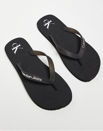 logo flip flops in black