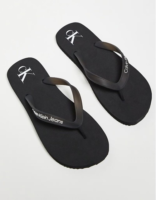 logo flip flops in black