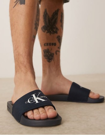 large logo sliders in navy