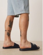 large logo sliders in navy