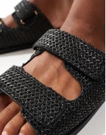 Kidman sandals with straps in raffia black