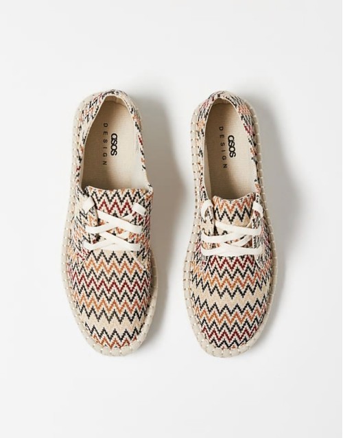 lace up espadrilles in aztec canvas