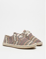 lace up espadrilles in aztec canvas