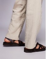 cross strap rope sandals in brown