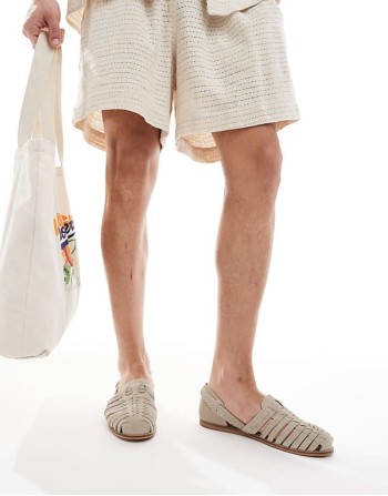 fisherman sandals in stone suede