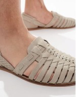 fisherman sandals in stone suede