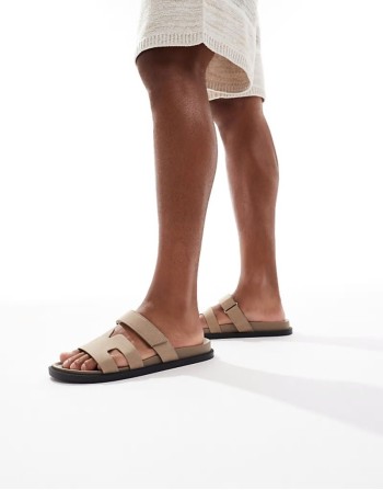 sandals with straps in nubuck in taupe
