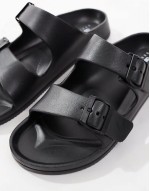two strap sandals in black rubber