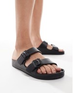 two strap sandals in black rubber