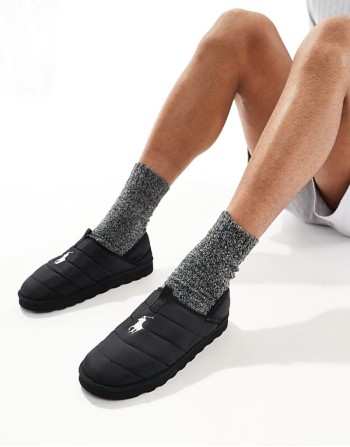 Everett slipper with icon logo in black