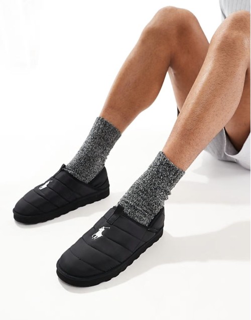 Everett slipper with icon logo in black