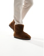 Huge Discount slipper boots in brown faux fur